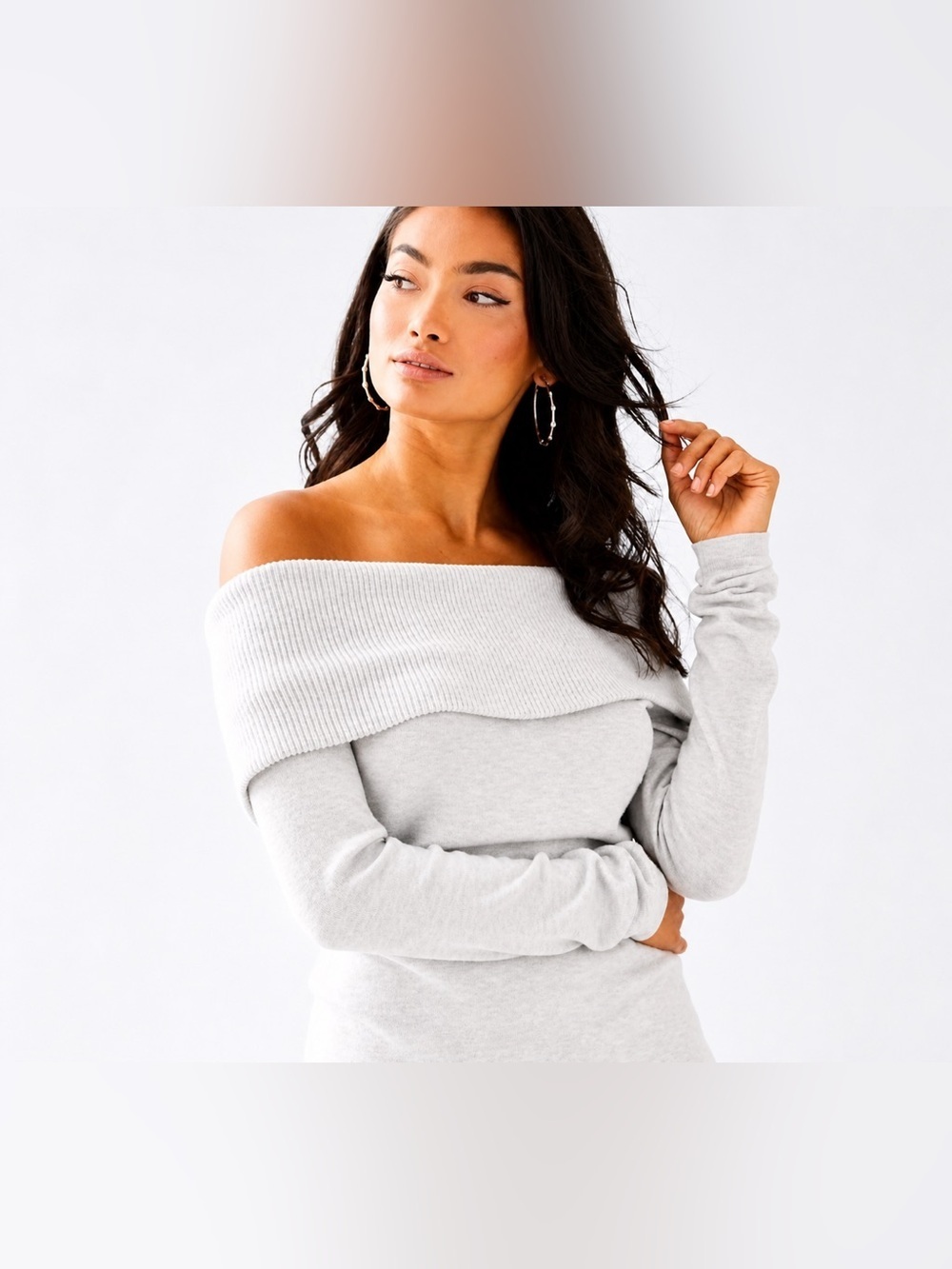 Lilly Pulitzer Off The Shoulder Sweater Light Gray Cozy Lounge Top XS